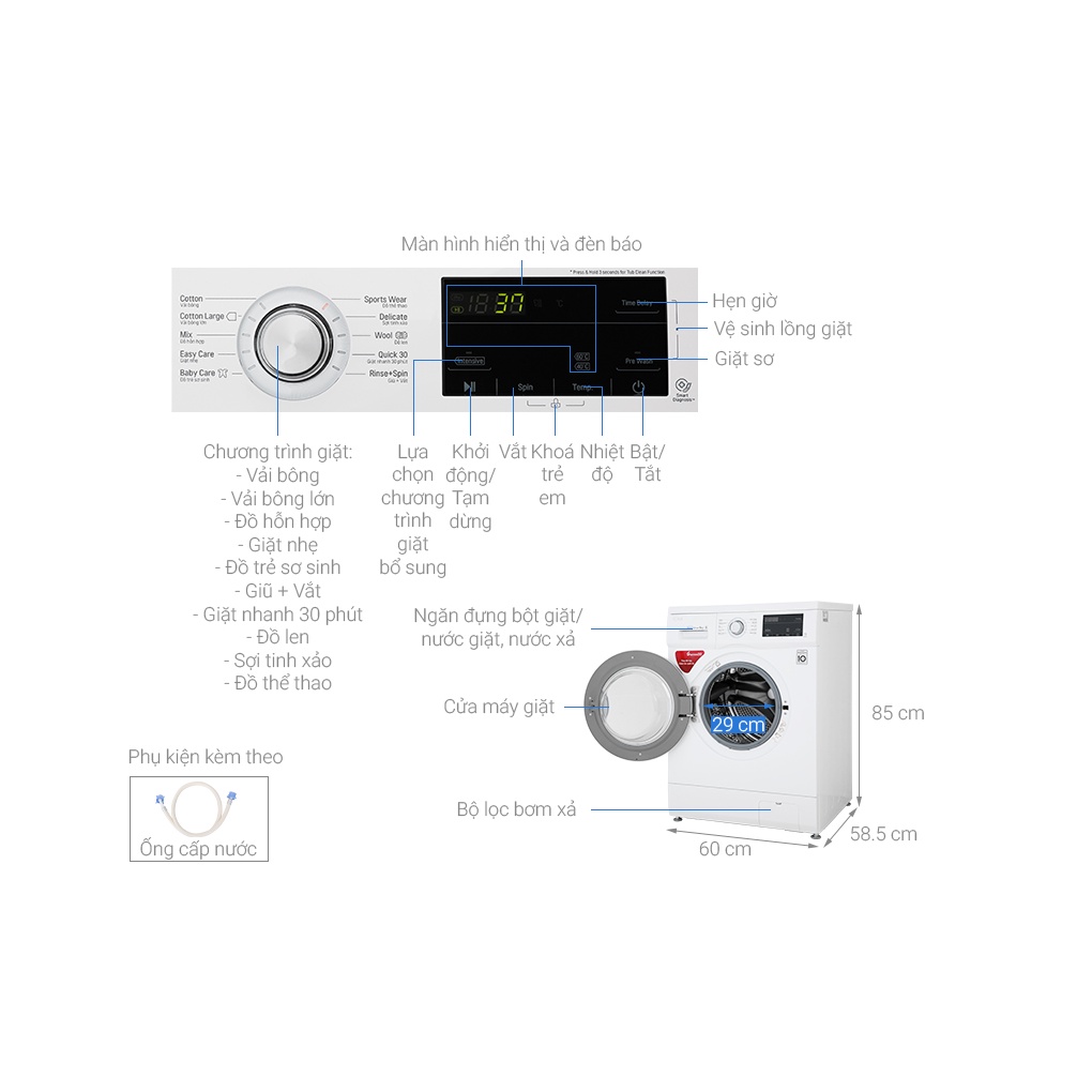 FM1209N6W - Máy Giặt Cửa Trước LG Inverter 9kg FM1209N6W - Giao hàng miễn phí HCM