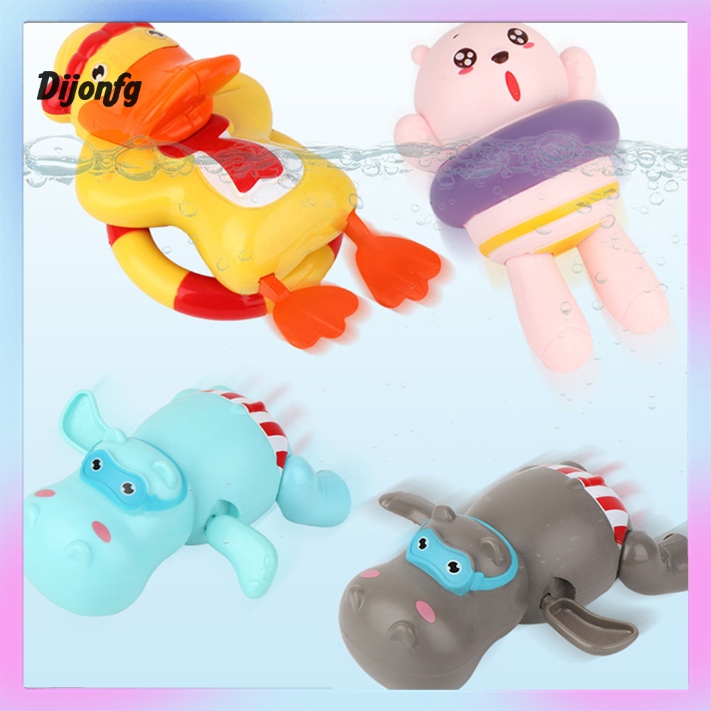 Di Baby Cute Hippo Bear Duck Wind Up Clockwork Bathroom Water Play Game Bath Toy