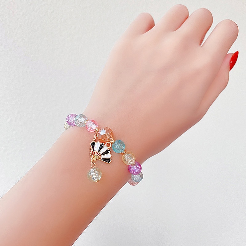 1 Vòng Đeo Tay Pha Lê Tự Nhiên Màu Sắc Ngọt Ngào Phong Cách Bohemian Thời Trang Cho Bé Gái