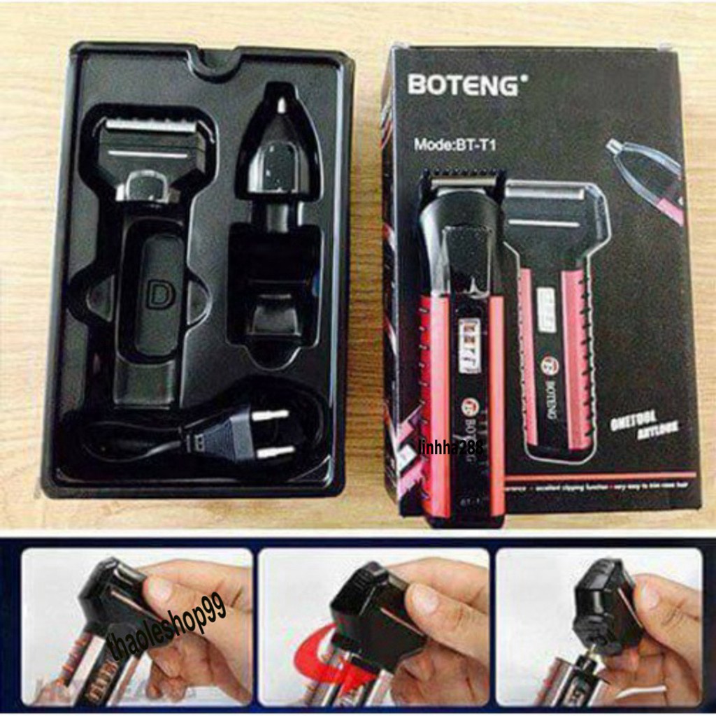 (có sẵn) Tông Đơ Cắt Tóc Kiêm Máy Cạo Râu Và Cắt Tỉa Lông Mũi Boteng 3 Trong 1 Cao Cấp