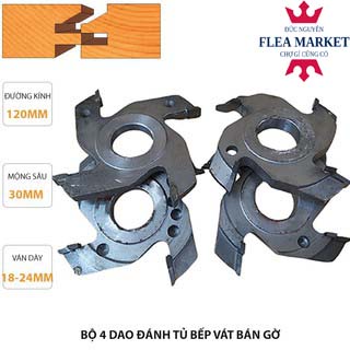 MŨI SOI GỖ - BỘ 4 DAO ĐÁNH TỦ BẾP CHỈ NGÃ CÓ GỜ 4 CÁNH PHI 120MM TRỤC 25.4MM -30MM. MŨI PHAY GỖ - PHỤ KIỆN NGÀNH MỘC