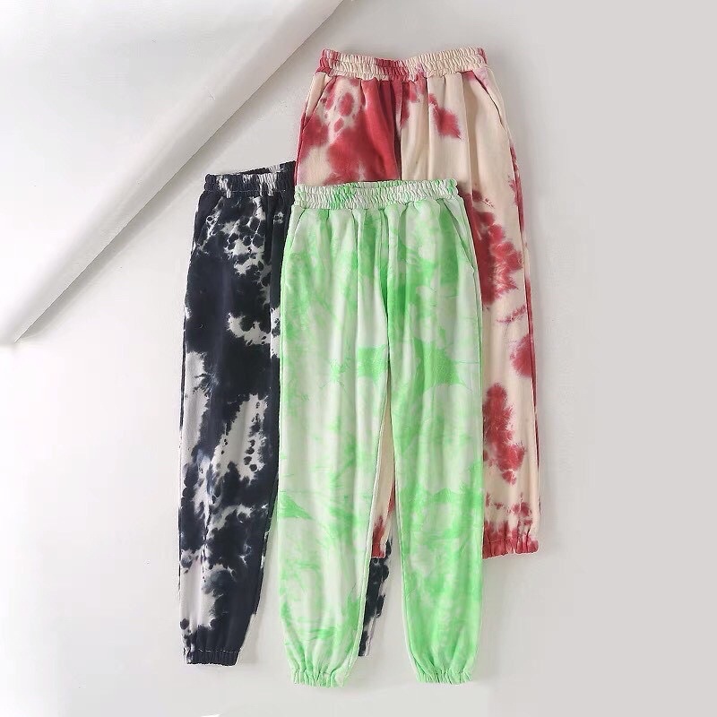 Quần Jogger Loang Dáng Dài Ống Rút Nam Nữ 4 Màu So Hot