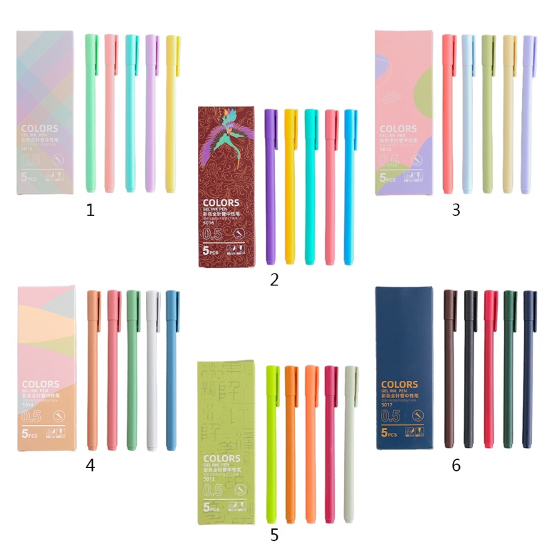 Set 5 Bút Mực Gel 0.5mm Nhiều Màu Sắc Dành Cho Học Sinh