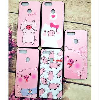 Ốp lưng Oppo F9 viền dẻo lưng kính hình chú heo dễ thương
