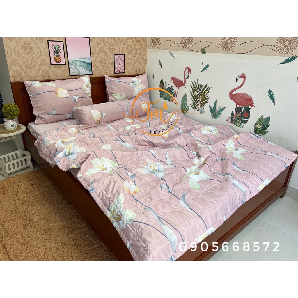 Bộ ga giường và 3 áo gối chất lụa tencel mát mịn không chăn được chọn mẫu | WebRaoVat - webraovat.net.vn