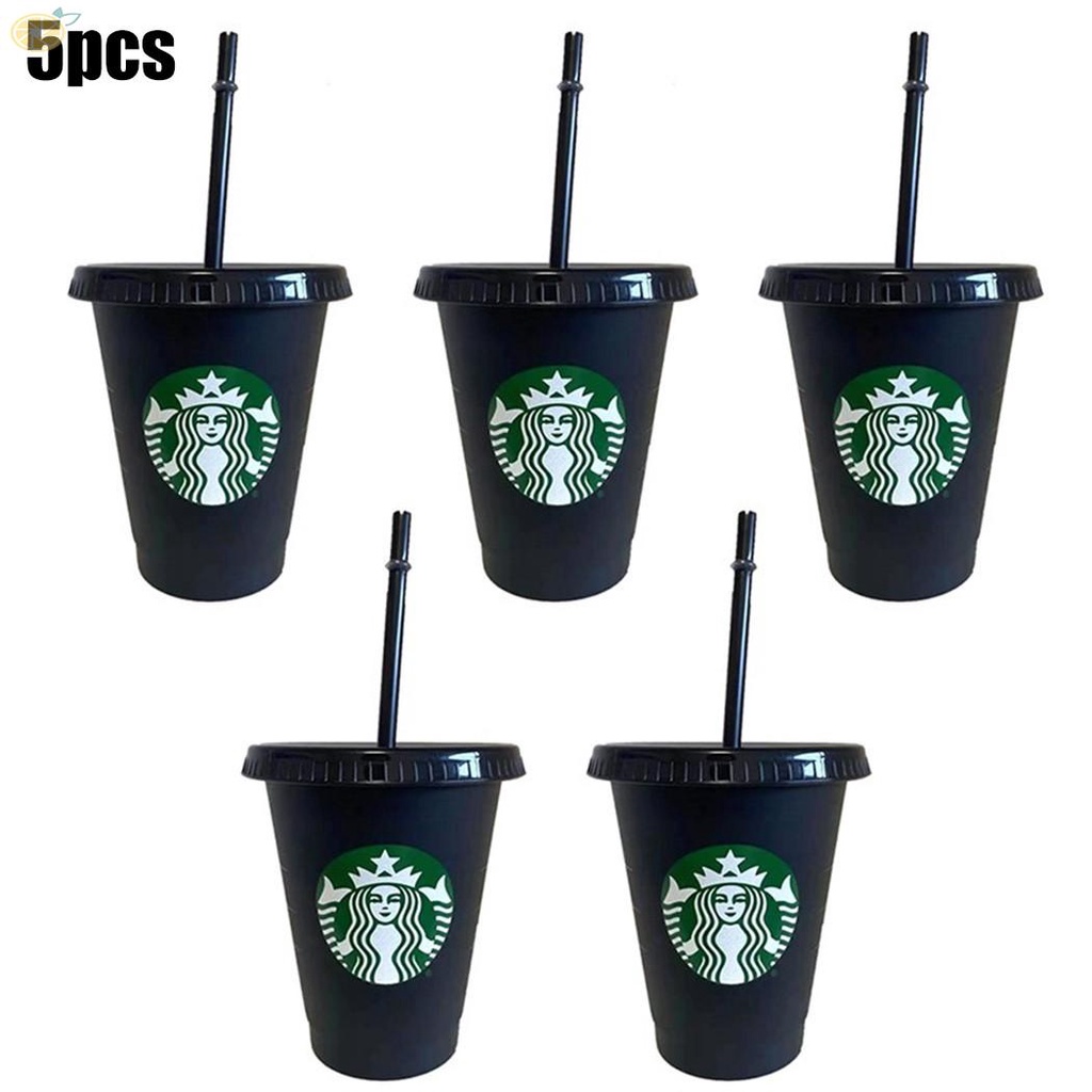 【VARSTR】Starbucks Reusable Plastic Straw Cup With Lid Tumbler Black Cup 24 oz Summer Collection Fairytale Work Drinking Glass