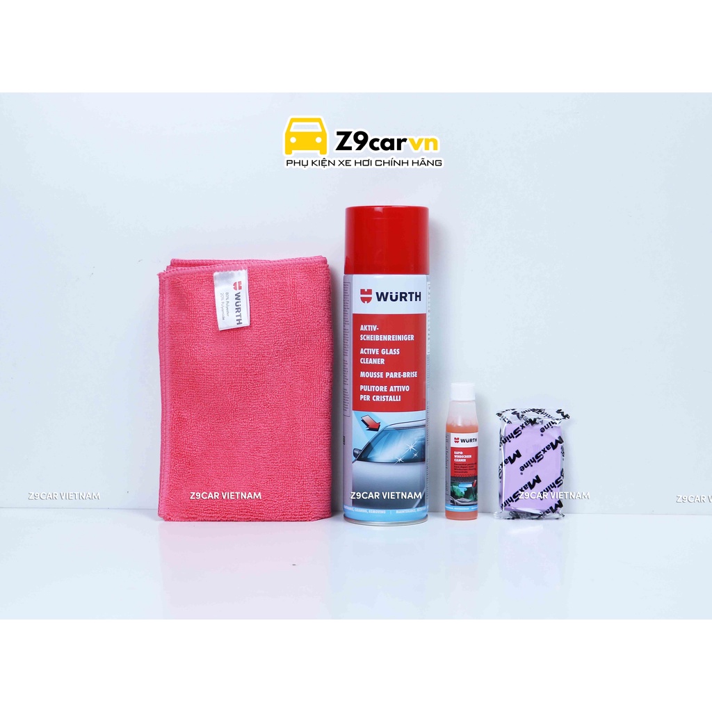 Combo vệ sinh kính lái Wurth và đất sét tẩy bụi sơn Maxshine kèm khăn Microfiber
