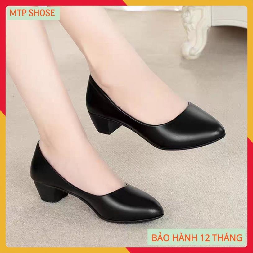 Giày búp bê 3 phân  ❤FREESHIP❤ giày công sở nữ da lỳ cao cấp đế vuông 3cm - Hàng VNXK