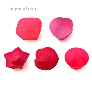 Set 10 khuôn silicone làm bánh hình tròn / trái tim / hoa hồng / ngôi sao 7cm