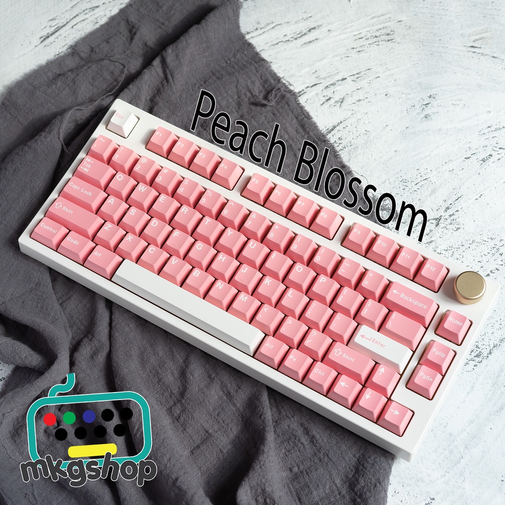 Keycap CMK Peach Blossom in doubleshot, 173 nút bàn phím cơ màu hồng cực đẹp, cherry profile