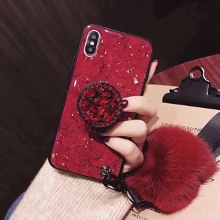 Ốp vân đá kèm iring, dây và cục bông đồng màu CÓ ẢNH THẬT