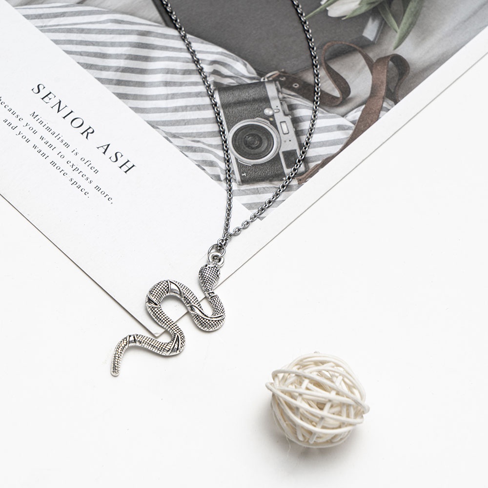 Dây Chuyền/ Khuyên Tai/Kẹp Tóc Mặt Hình Con Rắn Hai Tầng Cá Tính Thời Trang Dành Cho Nữ