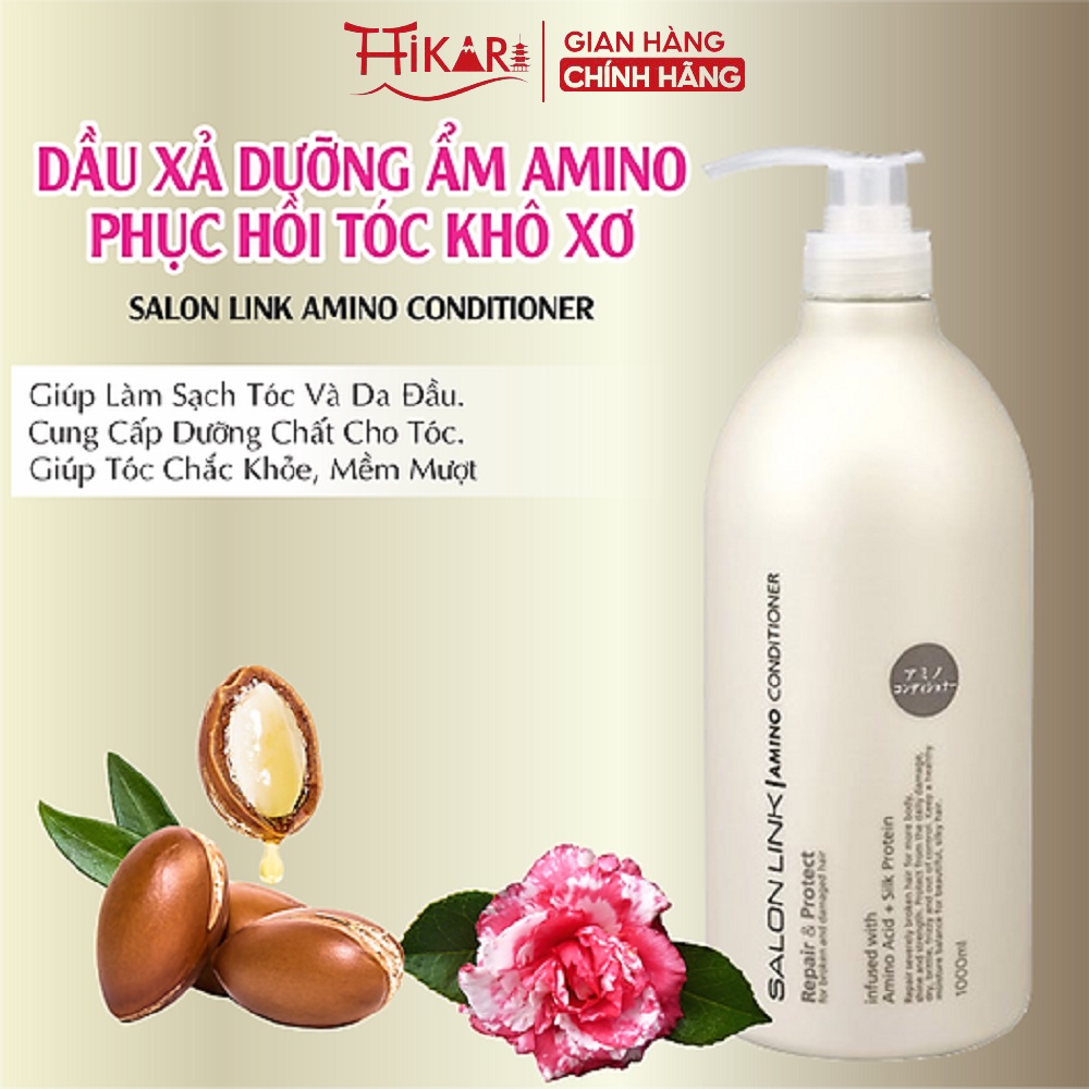 Dầu xả dưỡng ẩm Kumano Salon Link Amino Repair &amp; Protect Conditioner 1000ml (màu trắng)