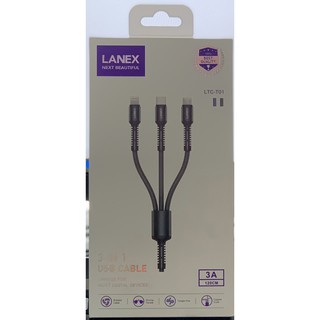 Cáp sạc nhanh LANEX 3 IN 1 USB CABLE dùng cho điện thoại