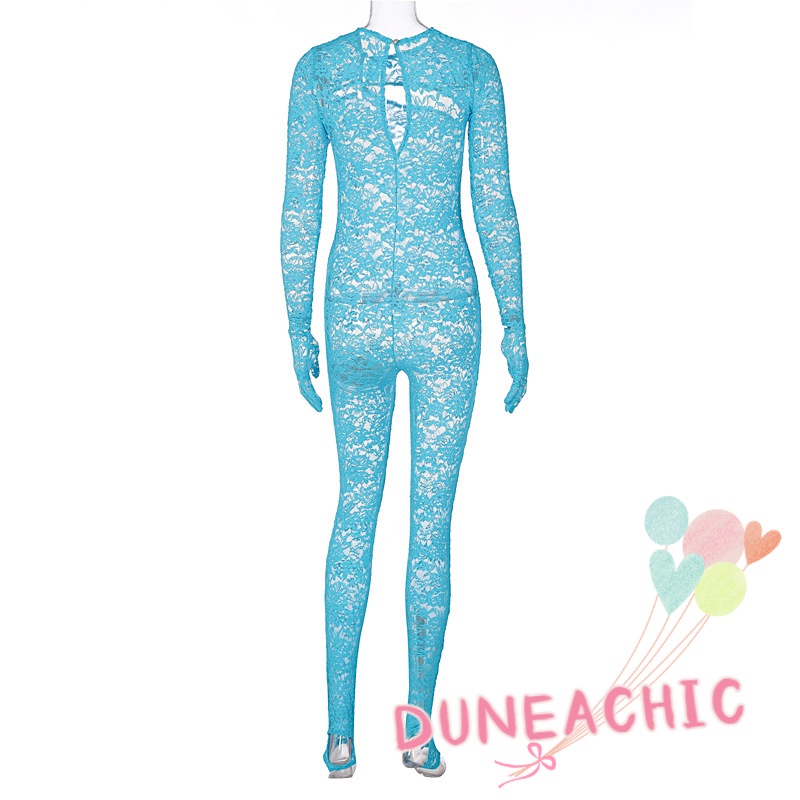 Áo liền quần DUNEA dài tay phối ren xinh xắn dành cho nữ