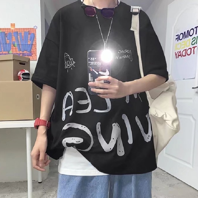 Áo Thun Tay Ngắn Cổ Tròn In Chữ Thời Trang Dành Cho Nam Size M-5XL