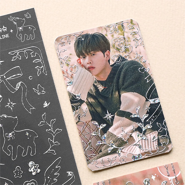 Tấm sticker Hologram, Twinkle line decor toploader, trang trí