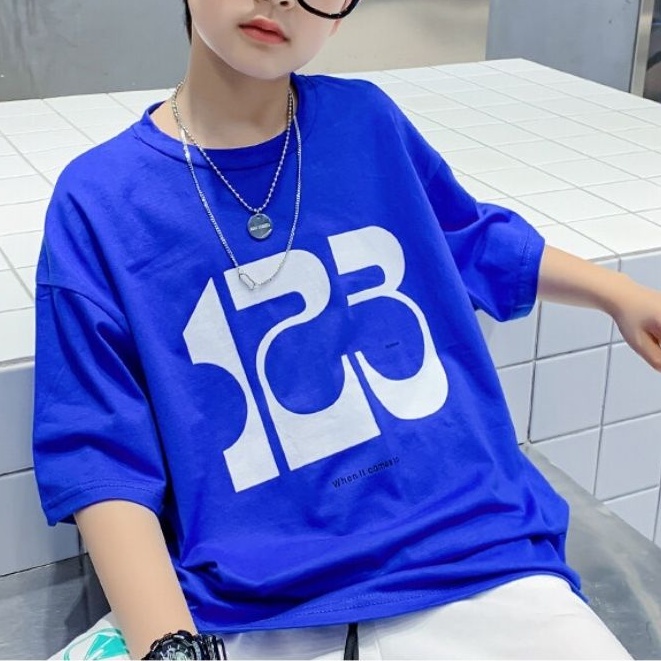 Áo thun BXPB tay ngắn cổ tròn in họa tiết thời trang mùa hè cho bé trai 3-15 tuổi tùy chọn màu sắc