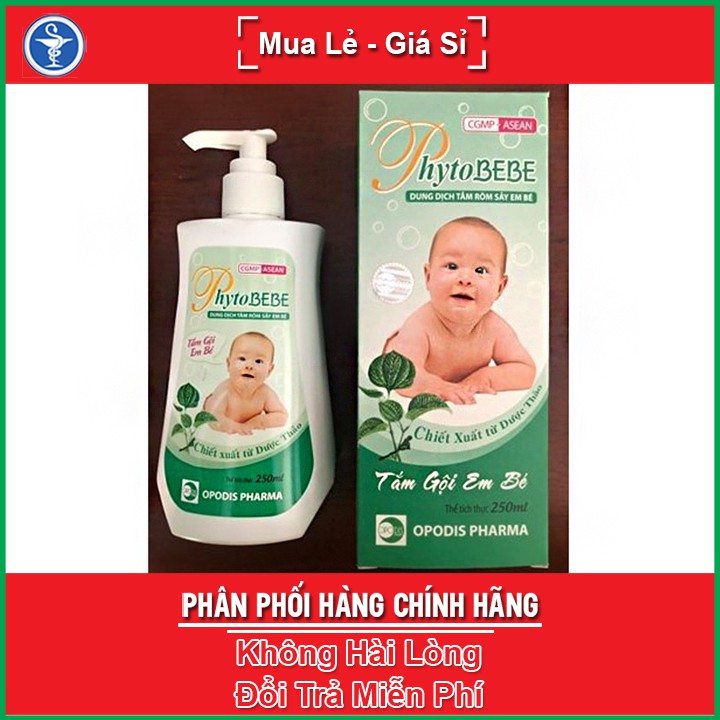 Dung dịch tắm rôm sảy em bé PhytoBEBE Chai 250ml - An toàn cho da nhạy cảm