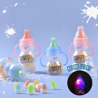 Kẹo mút bình sữa 3in1 có đèn phát sáng ,kẹo mút bình ti