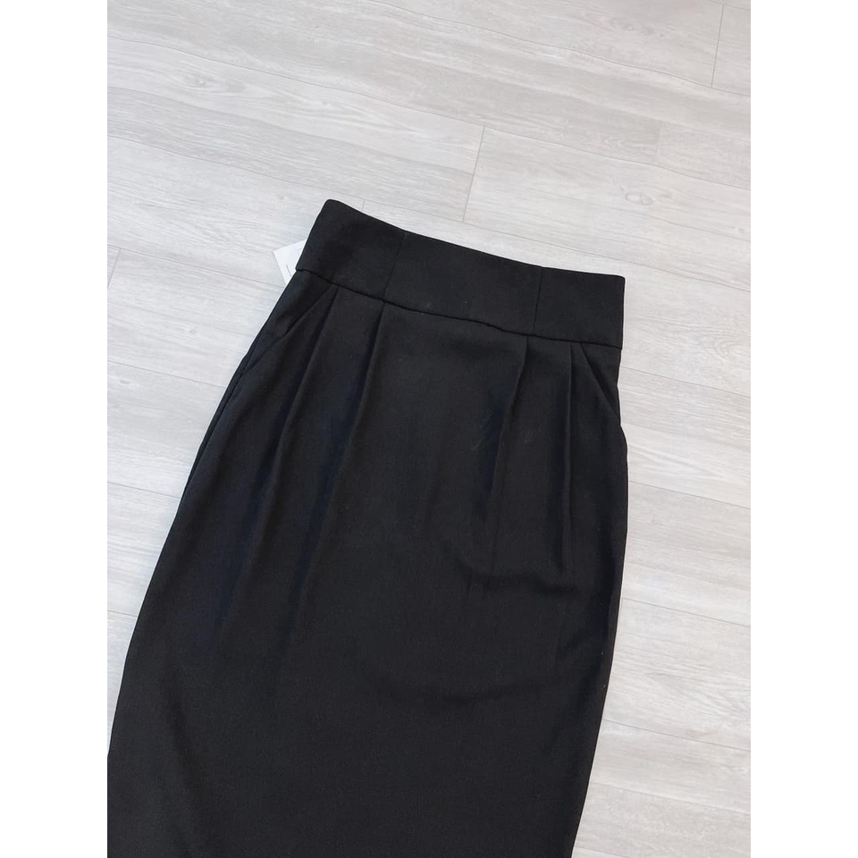 Chân váy nữ midi túi sườn dáng dài tôn dáng vải tuyết hàn cao cấp