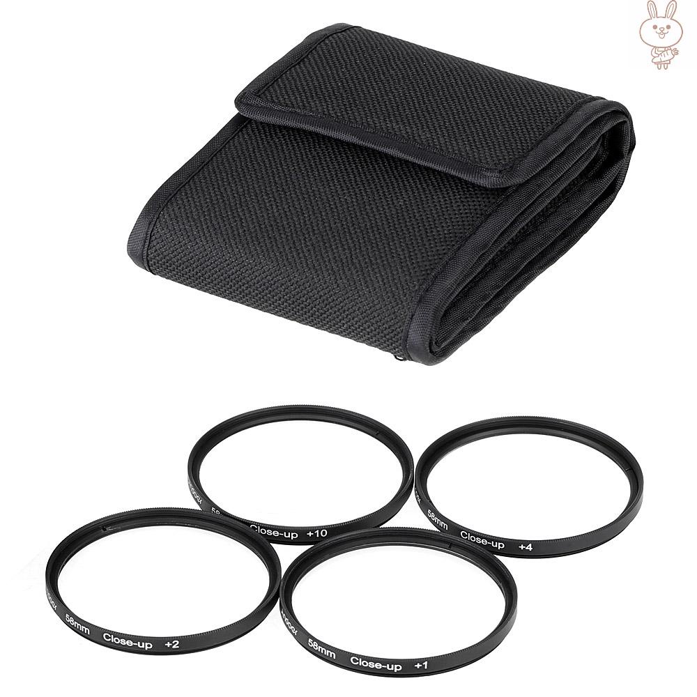 OL Andoer 58mm Macro Close-Up Filter Set +1 +2 +4 +10 with Pouch for   Rebel T5i T4i EOS 1100D 650D 600D DSLRs