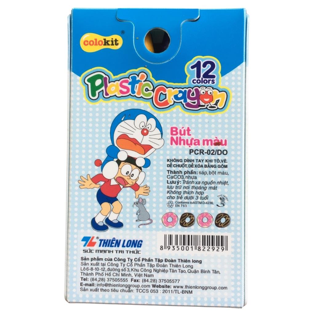 Bút sáp nhựa Doraemon 12 màu Colokit PCR-02/Do