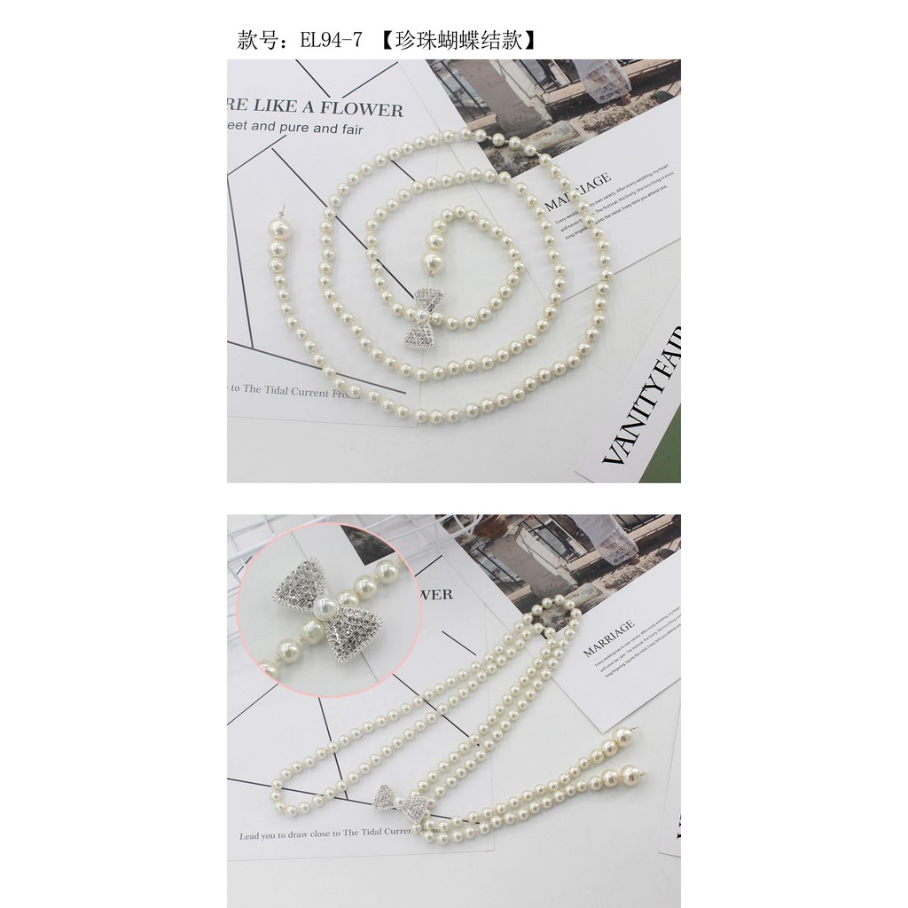 Thắt lưng nữ chuỗi ngọc mặt số 8 đính đá TTL56