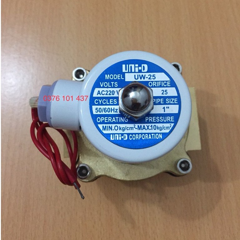 van điện từ nước UW 25 (ren 34mm) van điện từ đóng mở nước khí dầu chất lỏng
