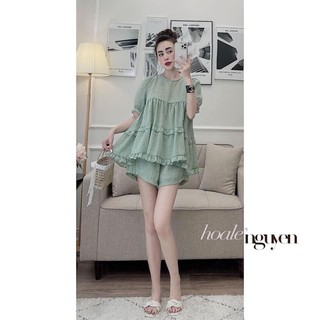 Sét bộ đũi chấm bi viền bèo cực xinh - bầu bí bon chen ok 80