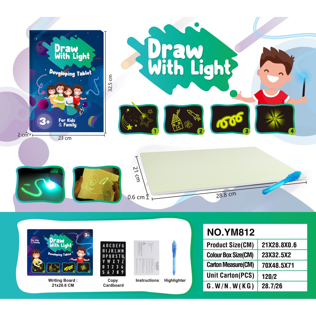 Bộ đồ chơi bảng vẽ ma thuật có đèn dạ quang chất lượng cao cho bé