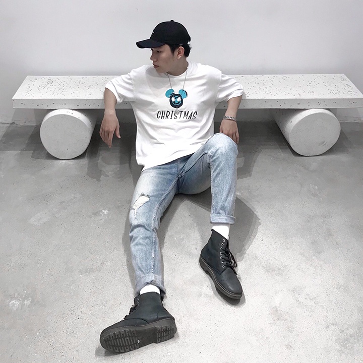 Quần jean nam xanh rách gối Form skinny Chất jean co dãn cao cấp Thesix Studio  [#BT-787-R] | BigBuy360 - bigbuy360.vn