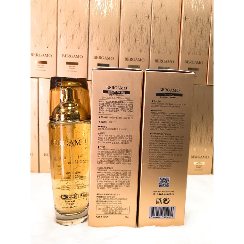 Tinh Chất dưỡng trắng nâng cơ chống lão hóa Bergamo từ tinh chất Vàng 24K Gold Brilliant Essence 110ml