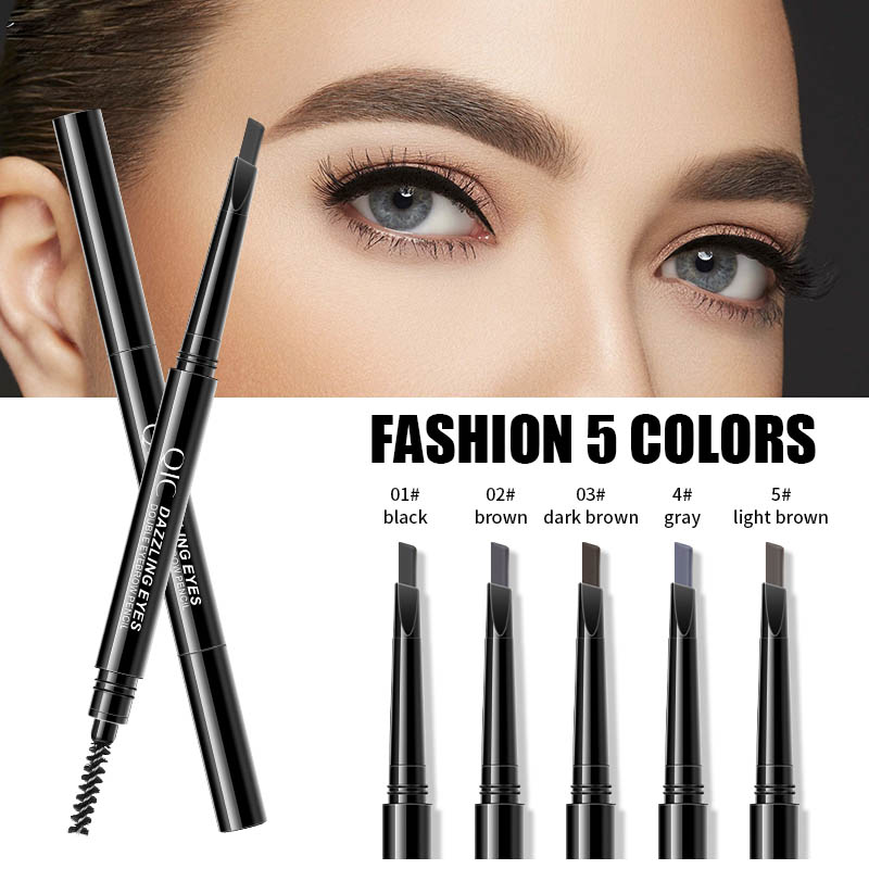 Bút Kẻ Mày Qic Hai Đầu Lâu Trôi Chống Thấm Nước Với 5 Màu Lựa Chọn