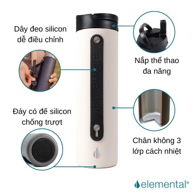 Bình giữ nhiệt Elemental sport 590ml màu trắng, giữ nhiệt vượt trội,inox 304,giá tốt