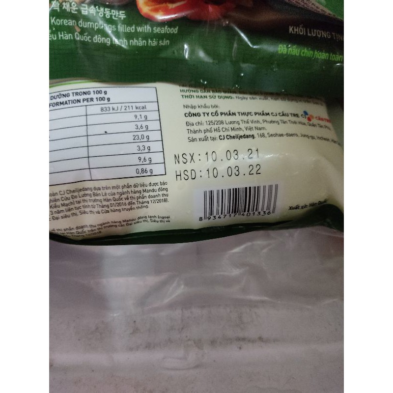 🥟🦞GIÁ GỐC:Bánh xếp mandu hải sản Bibigo 350g