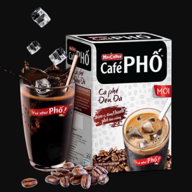 Hộp Cà Phê Phố Đen Đá MacCoffee - 10 Gói x 16g