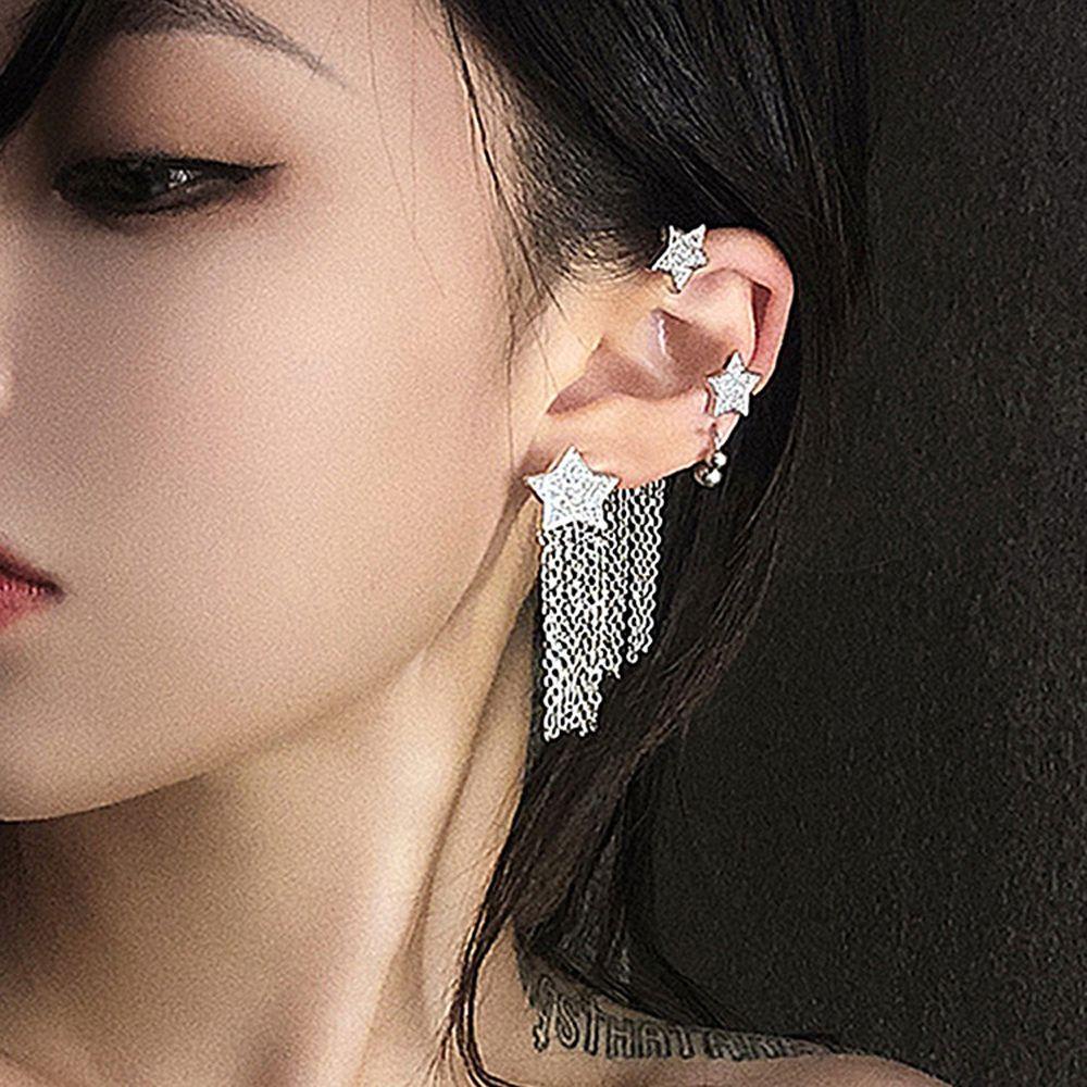 Khuyên Tai Dạng Kẹp Chữ C Phối Tua Rua Thời Trang Cho Nữ MXMUSTY|Khuyên Tai Dạng Kẹp Độc Đáo Thời Trang
