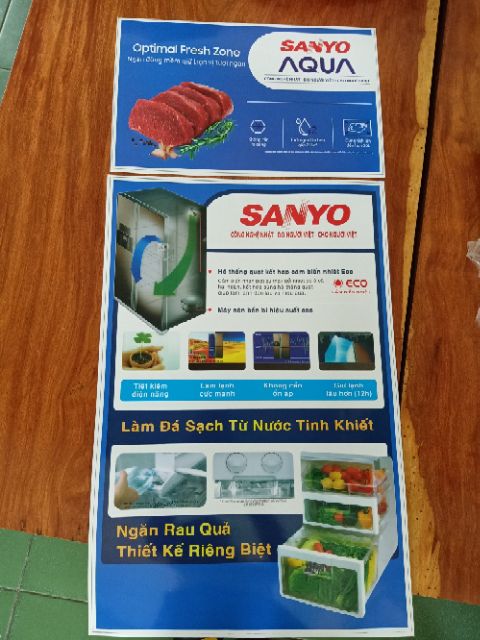 Tem dán tủ lạnh Sanyo size to khổng lồ