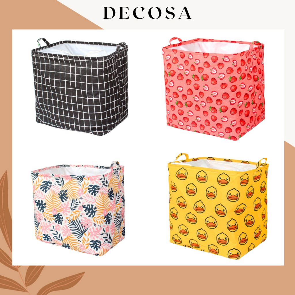 Giỏ đựng quần áo bằng vải cỡ lớn 100L có dây rút che bụi bẩn DECOSA