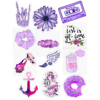 Set stickers tím violet dán điện thoại laptop sổ tay - Purple Stickers Pack được chọn mẫu ( Hàng sẵn )