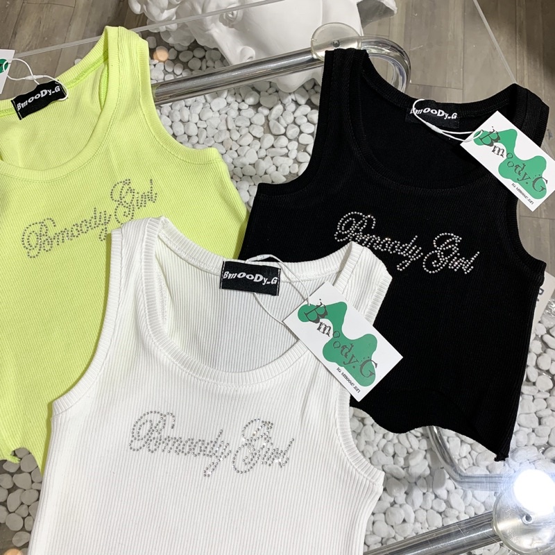 Áo Croptop 2 dây “Bling Bling”———đính đá lấp lánh