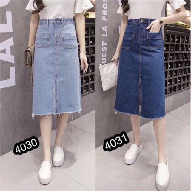 [Mã FAGREEN55 giảm 10% tối đa 30K đơn 99K] 🍭Chân Váy Bò Xẻ Trước 4030-4031 | BigBuy360 - bigbuy360.vn