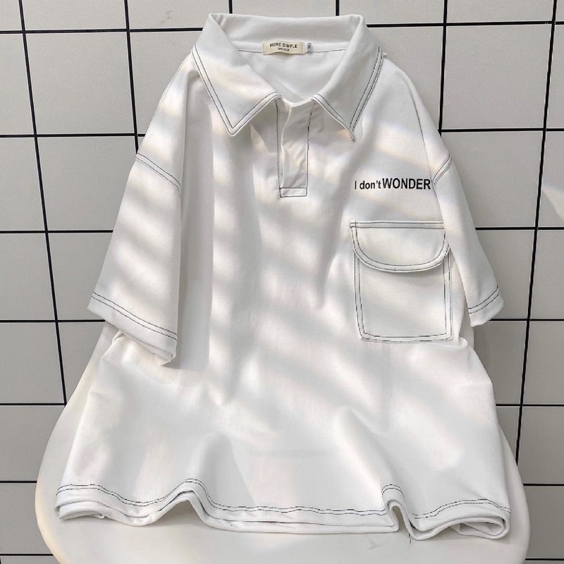 Áo Polo Wonder Form Rộng Chất Da Cá Sấu May Chỉ Nổi Nam Nữ Unisex | BigBuy360 - bigbuy360.vn