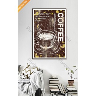 Tranh dán tường 3D trang trí quán Cafe Trà sữa kích thước 60cm*90cm