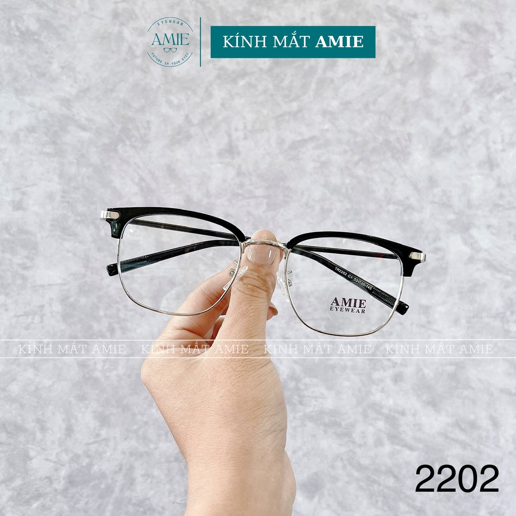 Mắt kính cận vuông AMIE Eyewear gọng kính kim loại nam đơn giản thời trang 2202