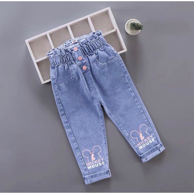 (jean baby kho sỉ)quần jean (bò mềm ) bé gái cạp cao (13-23kg)
