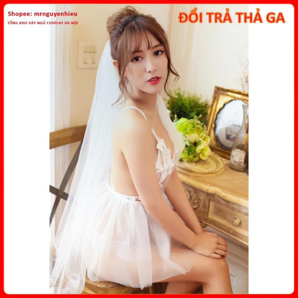 Váy ngủ cosplay sexy hóa trang cô dâu cao cấp, đầm ngủ 2 dây sexy gợi cảm mã CD004 - Hà Nội