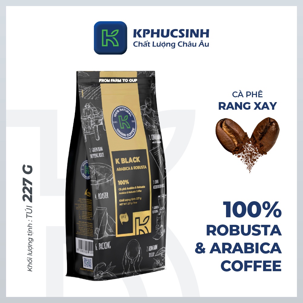 Cà phê rang xay xuất khẩu K Black 227g/túi KPHUCSINH - Hàng Chính Hãng