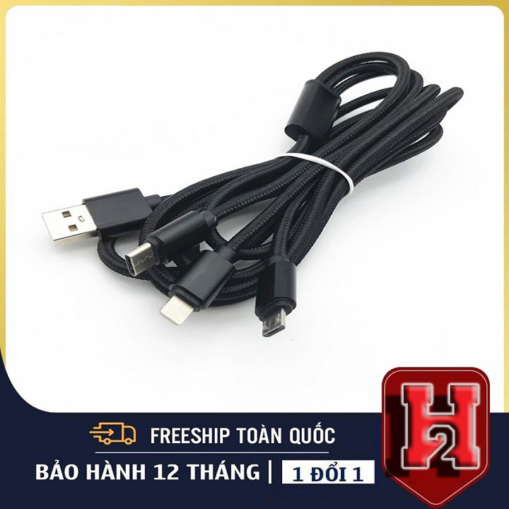 [Chính Hãng] SẠC DÂY 3 ĐẦU ĐA NĂNG❤️FREESHIP❤️ Giảm 10k khi nhập mã [ Đ G D Đ] - IPHONE, SAMSUNG, OPPO